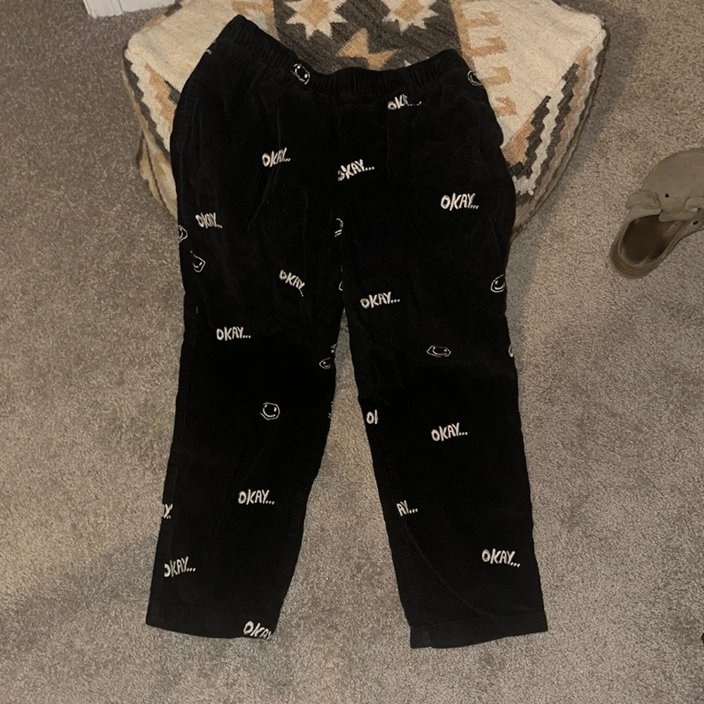 Urban outfitters corduroy smiley face joggers
